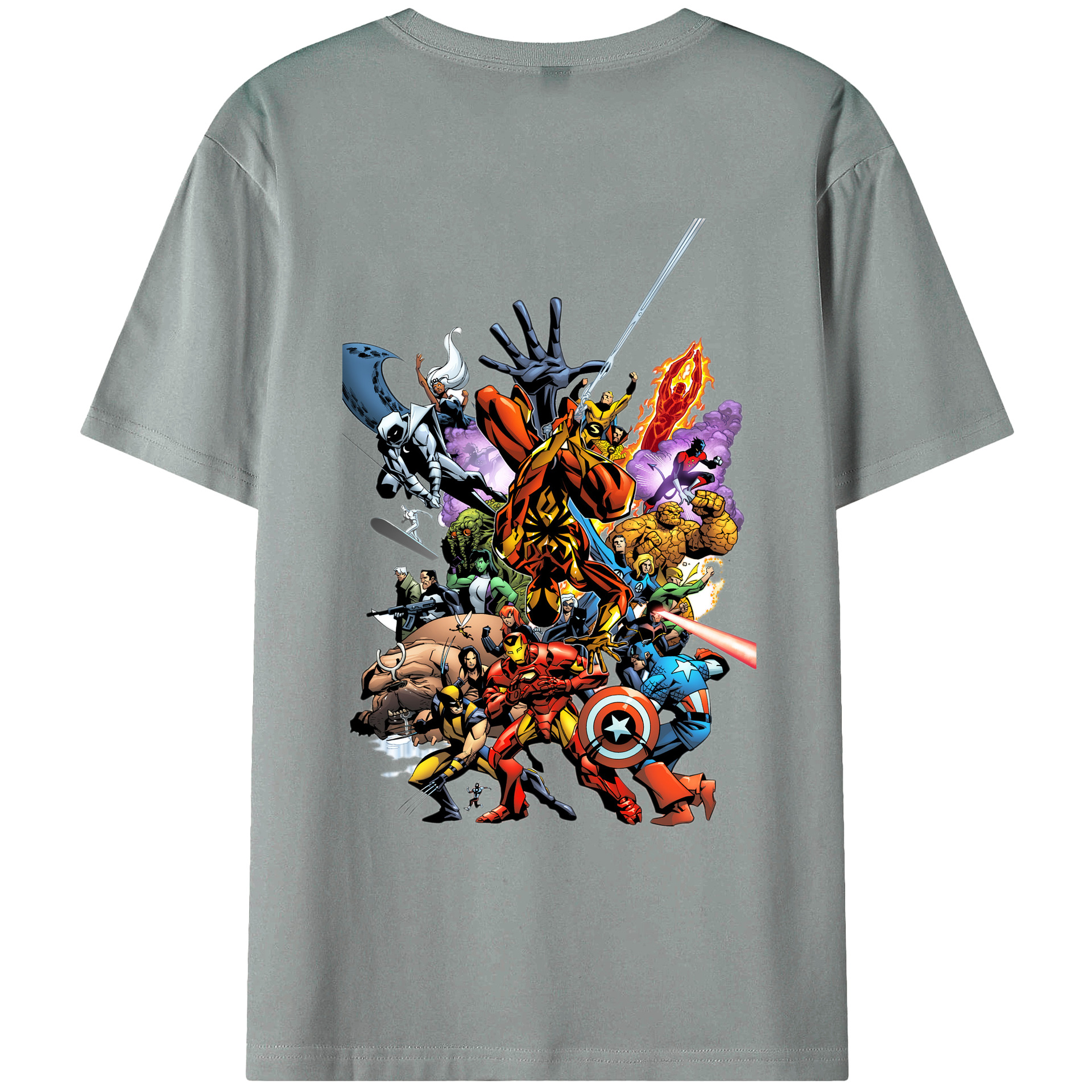 （画像用） アベンジャーズ The Avengers 綿100％ メンズ半袖Tシャツ（バックプリント） 通気性